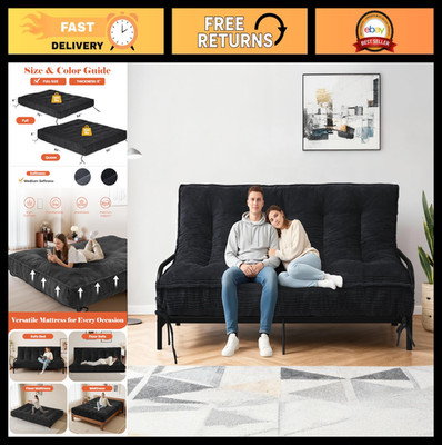 Full Size 8'' Futon Mattress - Sleeper Couch Bed, Roll Up Foam Mattress, Storage