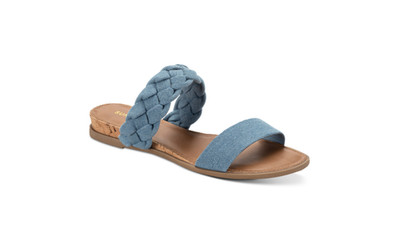 Sun Stone Womens Blue Denim Cushioned Braided Slip Resistant Easten Round Toe We