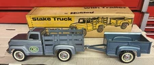 1960's HUBLEY MIGHTY METAL STAKE FARM TRUCK And TRAILER 800 GMC, With Box