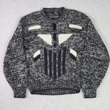 Vintage Spettro Sweater Mens Small Gray Geome...