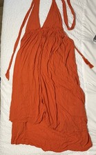 Forever 21 Orange  Midi linen blend Dress Size Small.