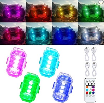 Upgraded Wireless & Rechargeable Anti-Collision LED Lights with Remote- 4 PCS