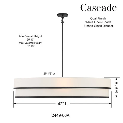 Minka Lavery 2449 Cascade 4 Light 42"W Pendant - Coal - Picture 7 of 8