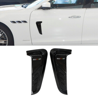 RALLIART Car Shark Gills Side Fender Emblem Vent Trim Cover Sticker ABS Carbon 