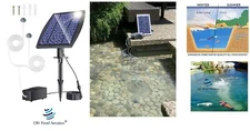 Solar Fish Tank Small Pond Aeration for 3,000+ Gallons +2 Solar Panel x 2 KITS