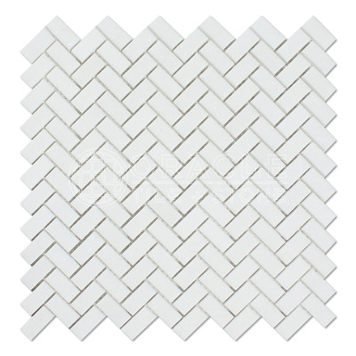 Thassos White Greek Marble Mini Herringbone Mosaic Tile