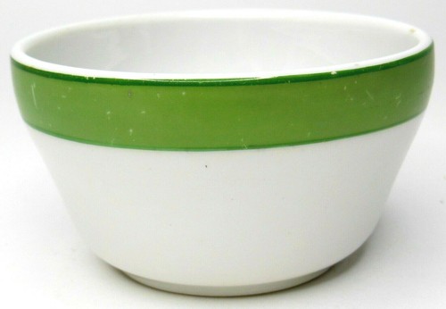 Shenango China Custard Berry Bowl Semi Vitreous Restaurant Ware Green Band 2" - Picture 3 of 9