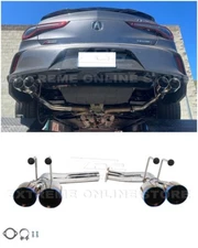 For 21-Up Acura TLX T-304 Muffler Delete Quad Burnt Tips Axle Back Exhaust