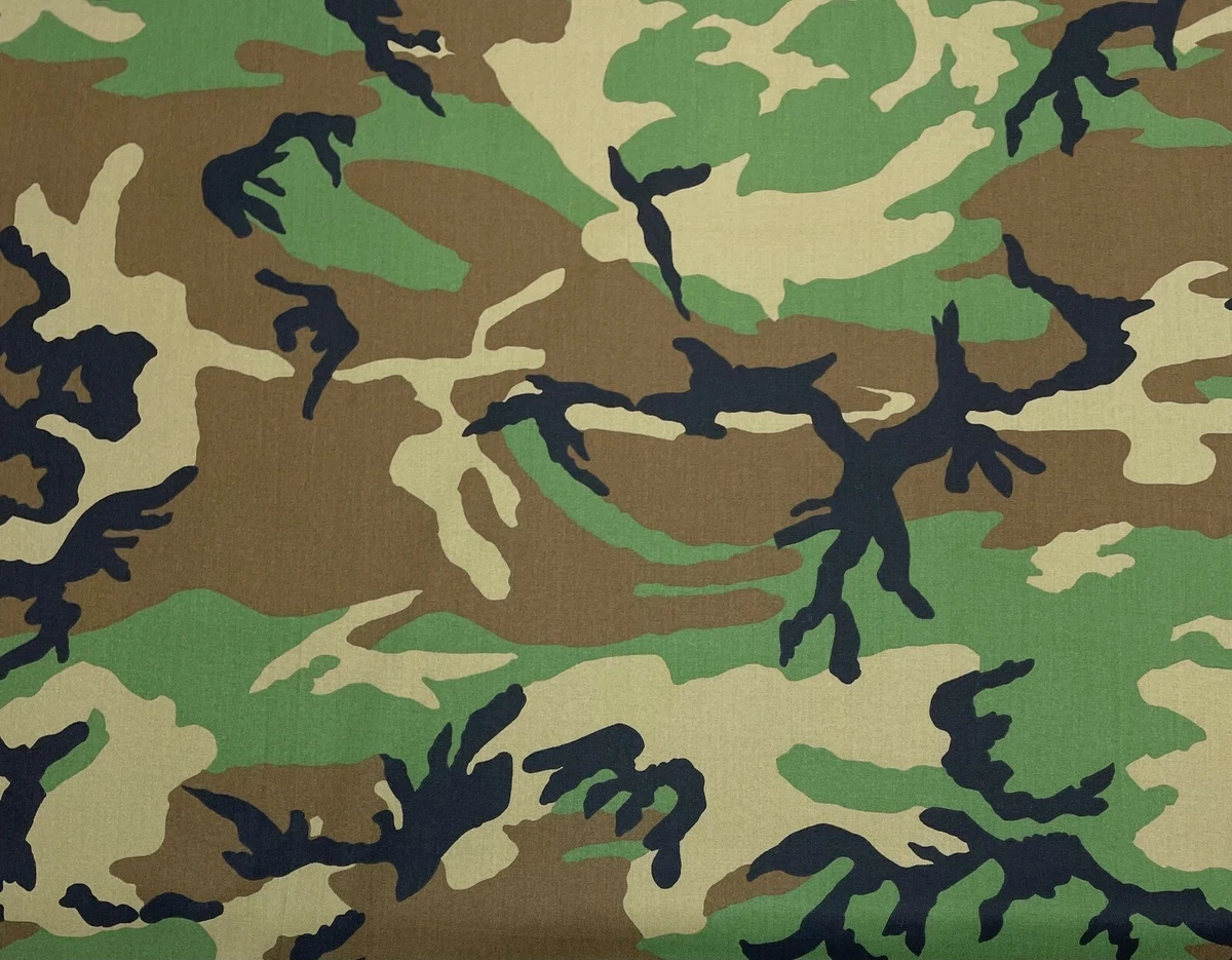 WOODLAND GREEN NY CO TWILL CAMOUFLAGE FABRIC MILITARY DWR CAMO BY