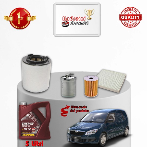 Kit Wartung 4 Filter Und ÖL Skoda Praktik 1.6 TDI 66KW 90CV Von 2010 Bis 2015-image