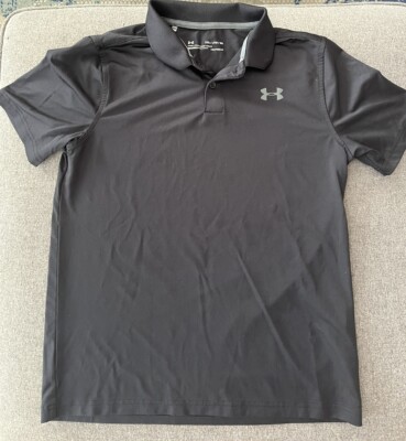 Under Armour UA Black Polo Shirt Youth Boys X-Large XL Heatgear