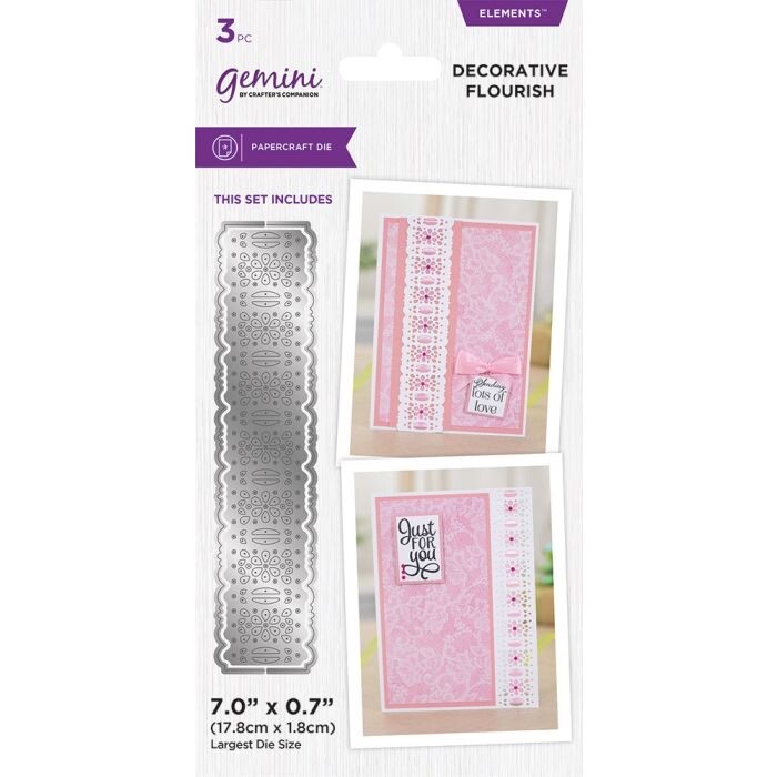 Gemini Decorative Flourish Flower Ribbon Threading Die Set Birthday Card Making