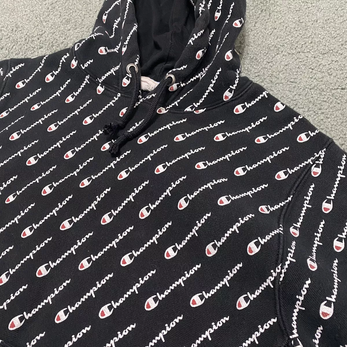 Champion all over print logo hoodie cheap