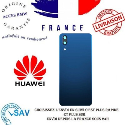 Vitre Arrière Bleue Avec Adhésif Pour Huawei P20 - Remplacement Batterie Inclus