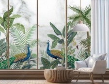 3D Peacock Plant Leaves Self-adhesive Removeable Wallpaper Wall Mural