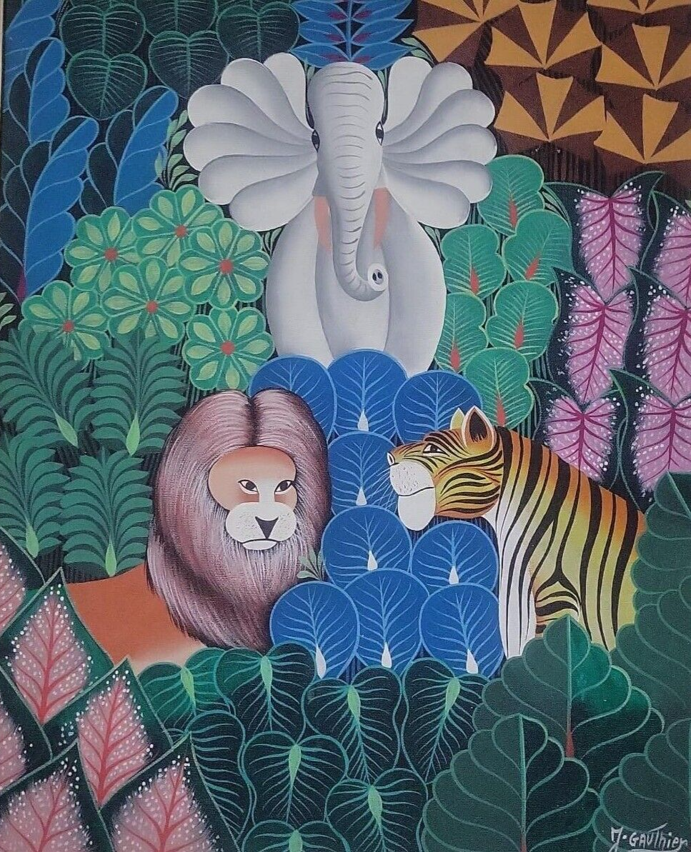VINTAGE GENUINE HAITIAN ART FAMOUS JOEL GAUTHIER 