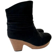 Pierre Dumas Ponce Ankle Boot Black Platform Heel Size 6.5 Retro 70's Chic