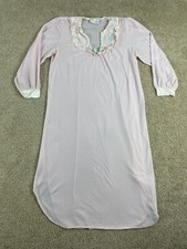 Vintage Ashley Taylor Nightgown Womens Size 42 Ruffle Embroidered Floral Pink