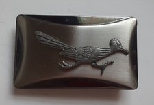 Vintage 1980s-90s Roadrunner Belt Buckle Small Brushed Silvertone Southwest Bird