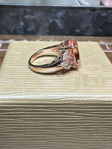 Beautiful BBJ Peach Morganite & CZ Sterling Silver Ring Size 5.25 - Picture 6 of 8
