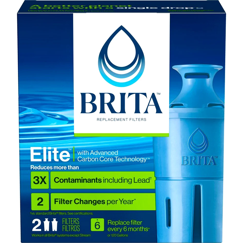 BRITA Elite Replacement Filters 2 Filters (BRAND NEW FACTORY SEALED IN BOX) - Image 2 of 3