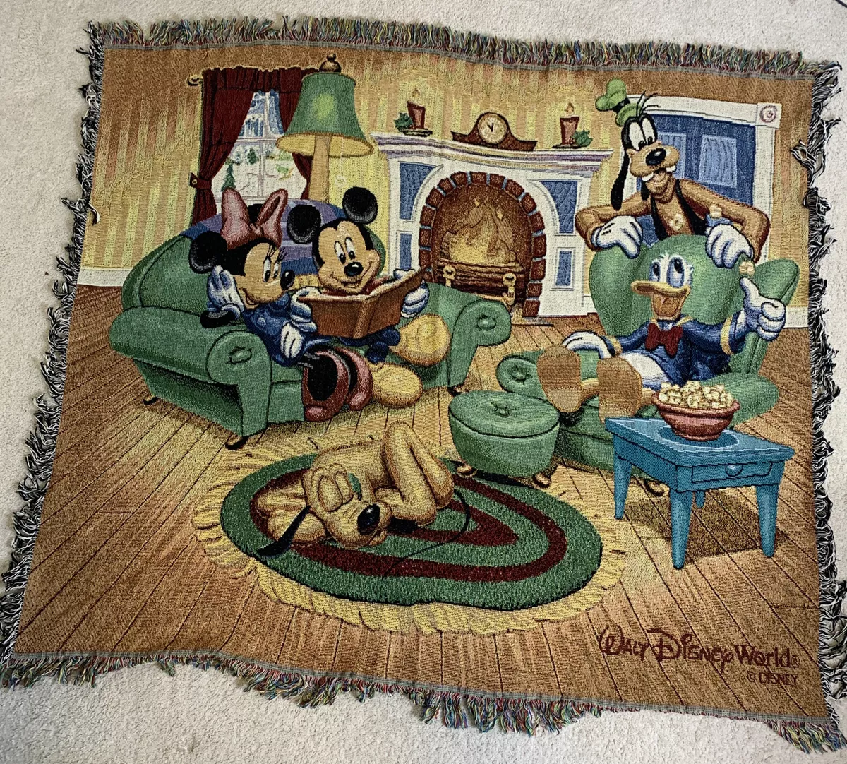 Disney Mickey Mouse 59x50 Tapestry Throw Blanket Fireplace Pluto Donald