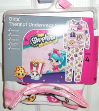 SHOPKINS GIRLS THERMAL UNDERWEAR SET Size 4 NEW -