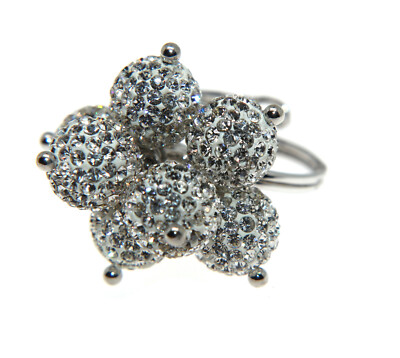 ARGENTO 925 ANELLO LUMINOSO REGOLABILE CIONDOLI SFERE PALLINE