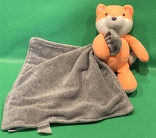 Carter's Orange Fox Rattle Lovey Gray Security Baby Blanket Rattles