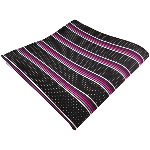 Tigertie Einstecktuch Magenta Rosa Silberweiss Schwarz Gestreift-image