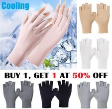 Summer Cooling Ice Silk Gloves Anti-UV Sun Protection Gloves Half Finger Driving