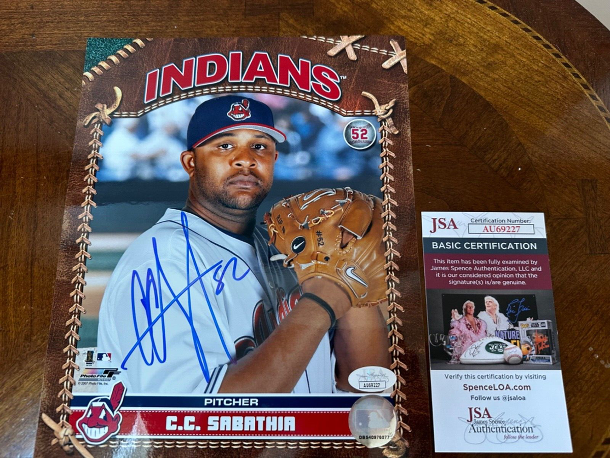Official MLB Baseball CC Sabathia Cleveland Indians Signed 8x10