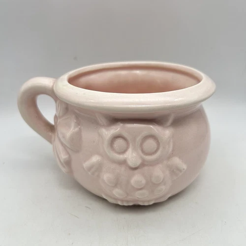 Vintage Haeger Pottery #271 Pink Owl Good Night And Sleep Tight Mug Planter