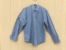 Roper Man's Western Medium Shirt Button Down Collar Blue Long Sleeve Cotton
