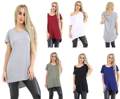 NEW Womens Ladies Plain Baggy Oversized 