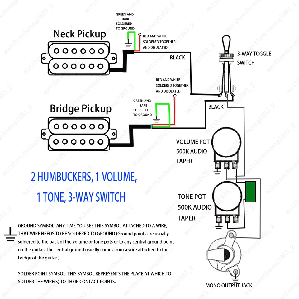 Guitarra Humbucker Pasiva Pastilla Cuello/Puente 50mm 52mm Imán Cerámico 16 Colores Foto 3 de 4
