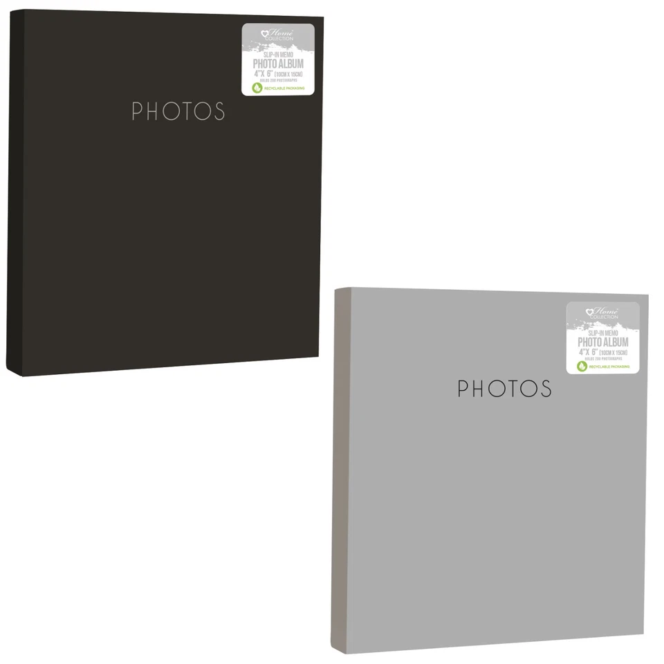 Argent ou Noir Housse Album Photo 2 Tailles 10.2cm x 15.2cm Slip En Adhésif Mémo - Photo 2/3