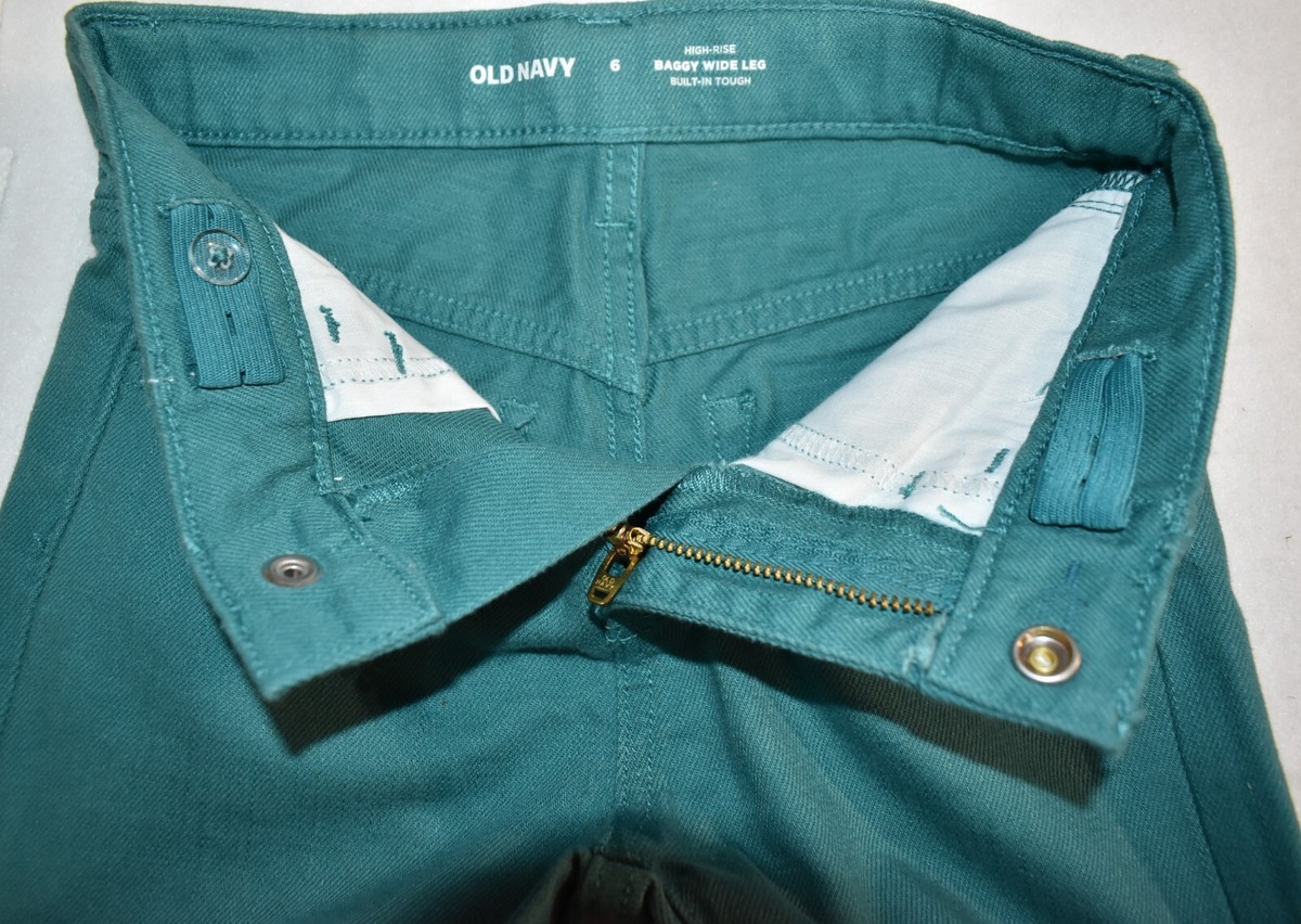 Old Navy Jeans Size 6 Green Baggy Wide leg Adjustable Waist Girl