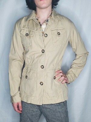 Eddie Bauer Khaki Lightweight Cotton Button Down Safari Jacket Women's  Small