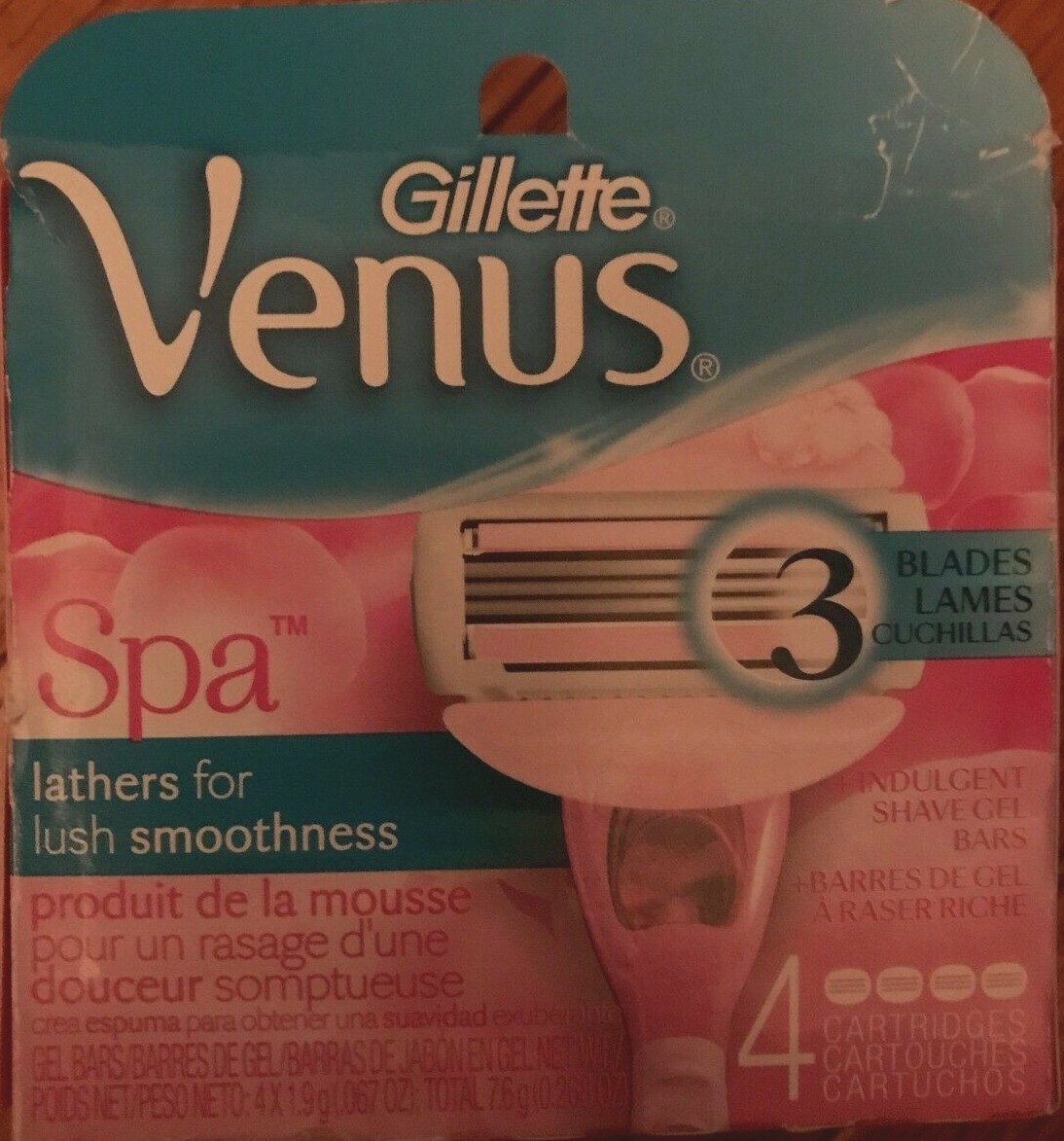 Gillette Venus Spa Women's Razor Refills, 4 Cartridges per pack