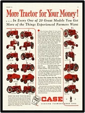 Case 20 Great Models Tractor Ad 9" x 12" Metal Sign