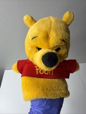 Vintage Disney Winnie the Pooh 9 Plush Hand Puppet Mattel Arcotoys Red Shirt