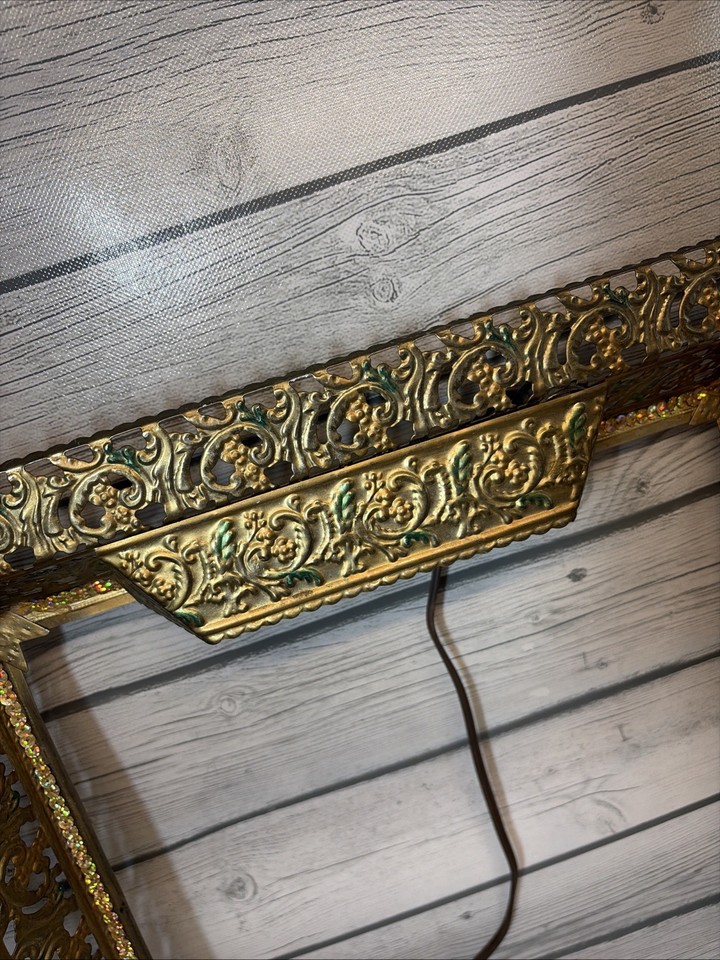 Vintage MCM Project Lighted Picture Metal Filigree Brass Frame | eBay