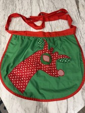 Adorable Christmas Kitchen Half Apron Embroidered Reindeer, One Size Fits Most