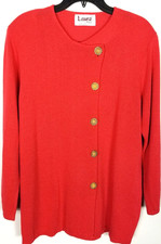VTG Laura by Alyzia Women Cardigan Sweater Sz 14 Coral Gold Buttons Retro