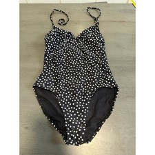 Old Navy Black White Polka Dot Halter One Piece Swimsuit Medium Retro Sweetheart