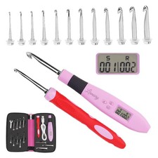 Counting Crochet Hook Set Digital Ergonomic Crochet Hook-LED and 2 Levels Bri...