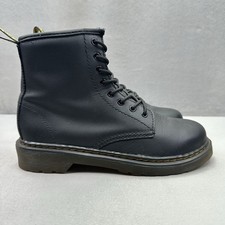 Size 3 - Dr. Martens 1460 J Combat Boots Black Leather Kids Youth Lace Up Zip