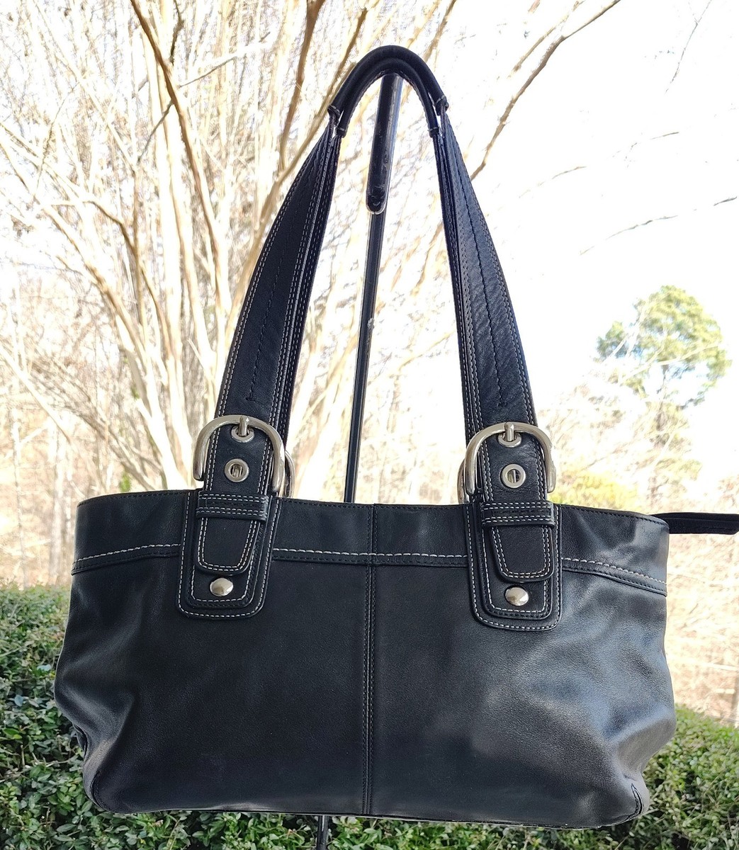 Coach LARGE F13732 Vintage Soho Black Pleated Leather Shoulder Bag