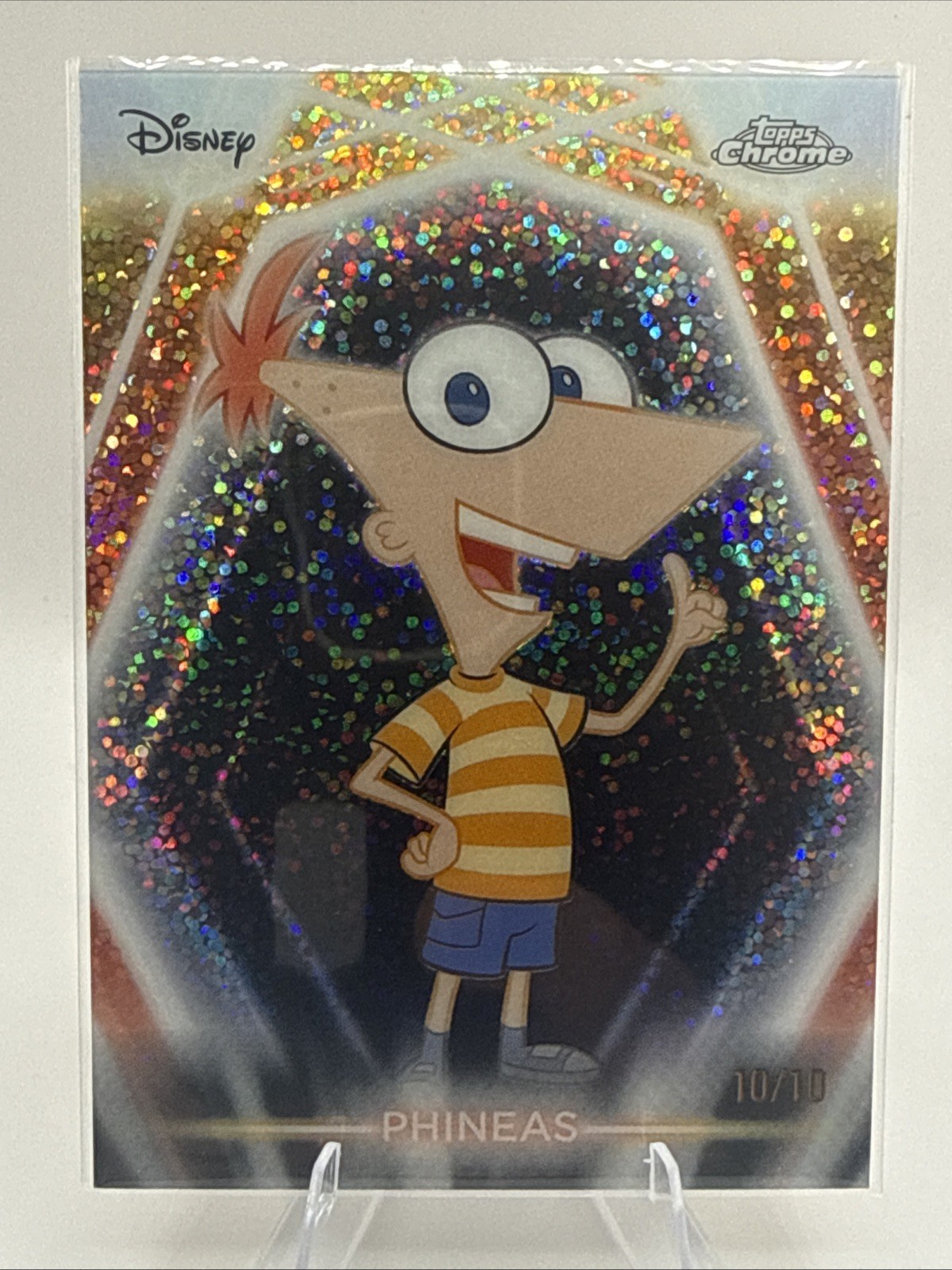 2026 Topps Disney Neon Phineas Chrome Etch Black Speckle 10/10 CNE-1 Bookend